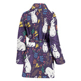 Rabbit Leaves Pattern Women Bathrobe