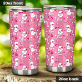 Poodle Pink Heart Pattern Tumbler