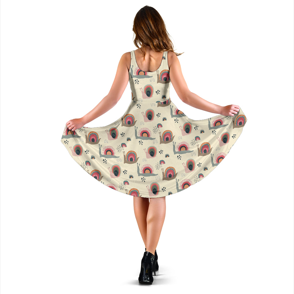 Snail Pattern Print Design 04 Sleeveless Midi Dress