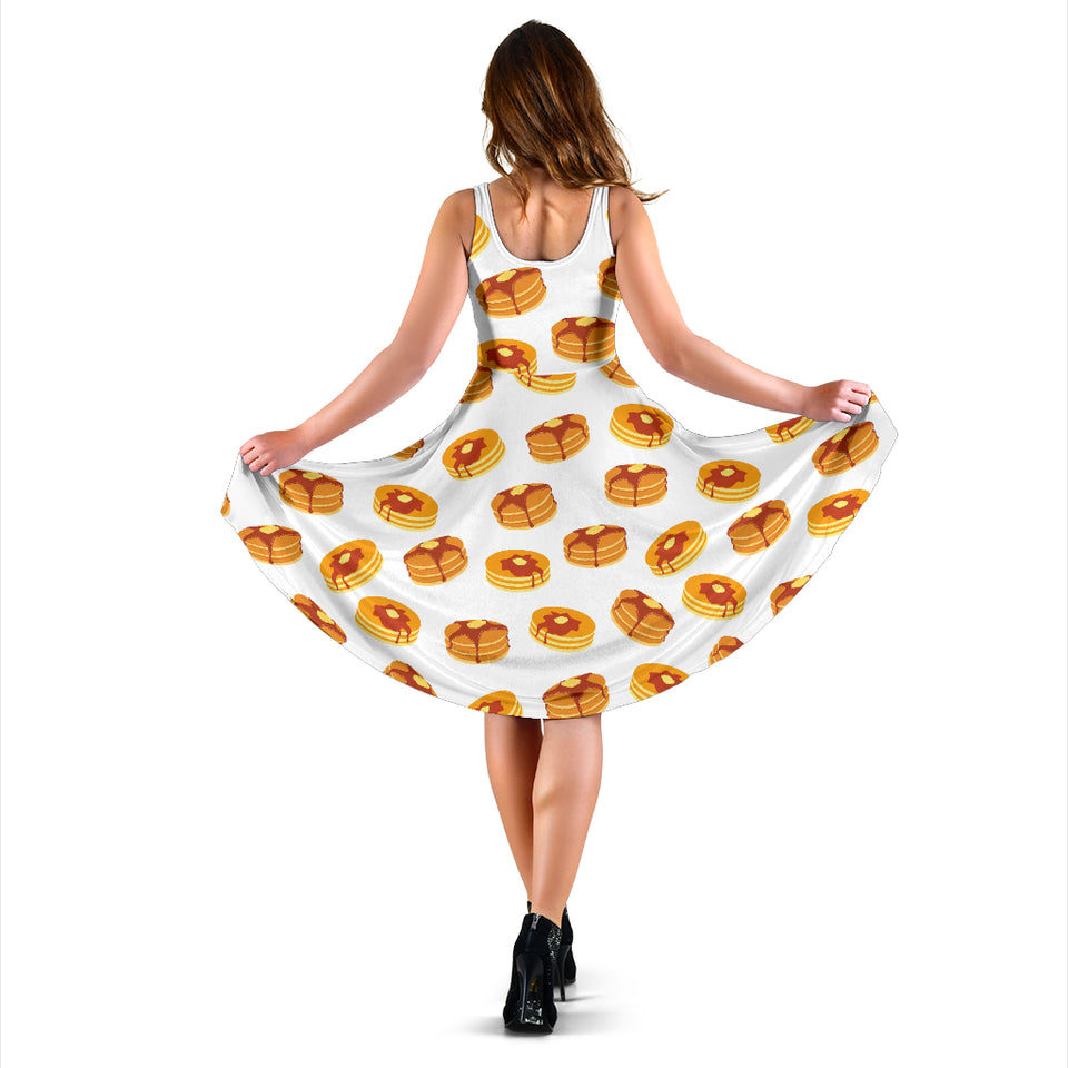 Pancake Pattern Print Design 04 Sleeveless Midi Dress