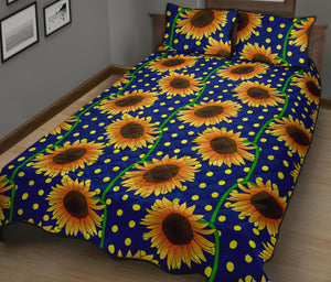 Sunflower Pokka Dot Pattern Quilt Bed Set