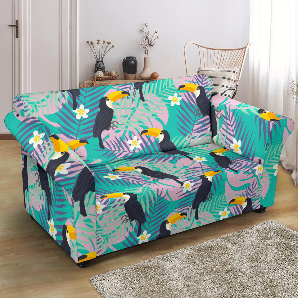 Toucan Pattern Background Loveseat Couch Slipcover