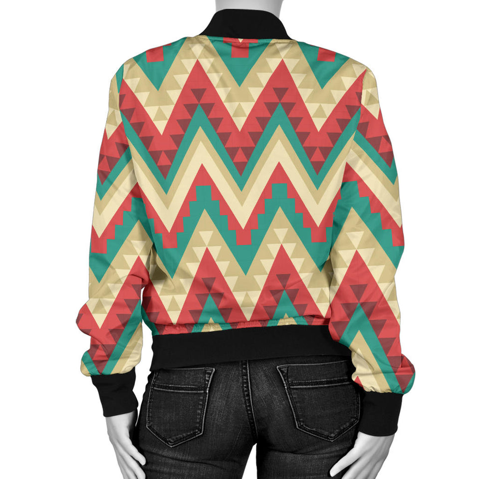 Zigzag Chevron Pattern Women Bomber Jacket