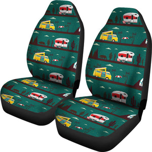 Camper Van Pattern Print Design 03 Universal Fit Car Seat Covers