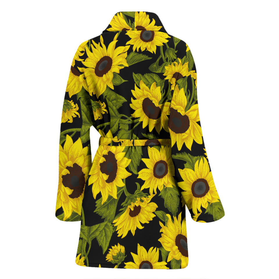 Sunflower Theme Pattern  Women Bathrobe