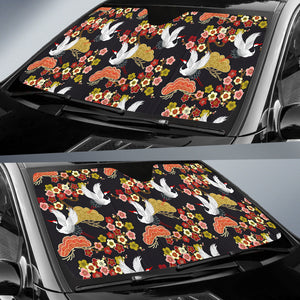 Japanese Crane Pattern Car Sun Shade