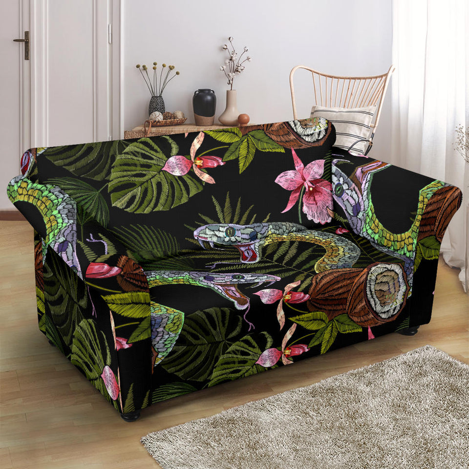 Snake Leaves Coconut Pattern Loveseat Couch Slipcover