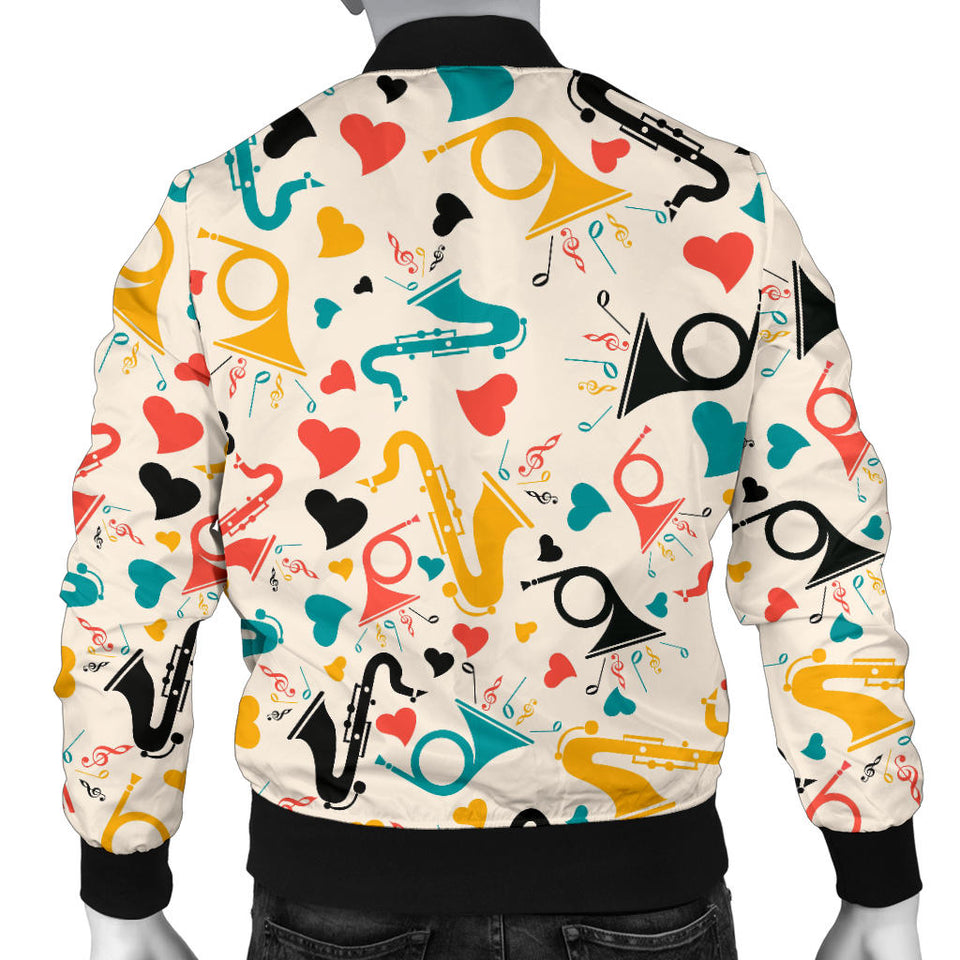 Saxophone Pattern Background Men Bomber Jacket