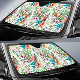 Flamingo Flower Leaves Pattern Car Sun Shade
