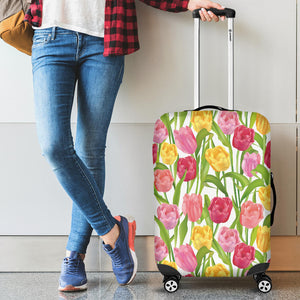 Pink Red Yellow Tulip Pattern Luggage Covers