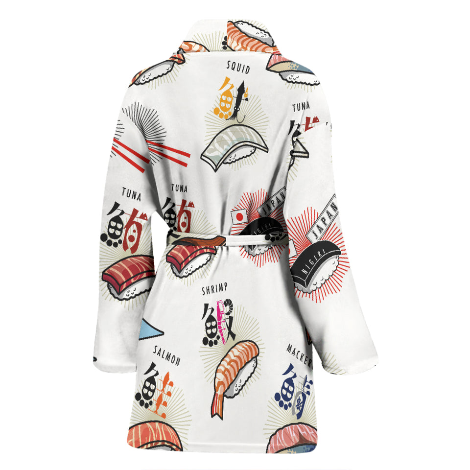 Sushi Japanese Pattern Women Bathrobe