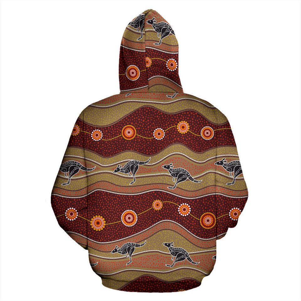 Kangaroo Aboriginal Pattern Men Women Pullover Hoodie
