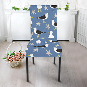 Seagull Pattern Print Design 01 Dining Chair Slipcover