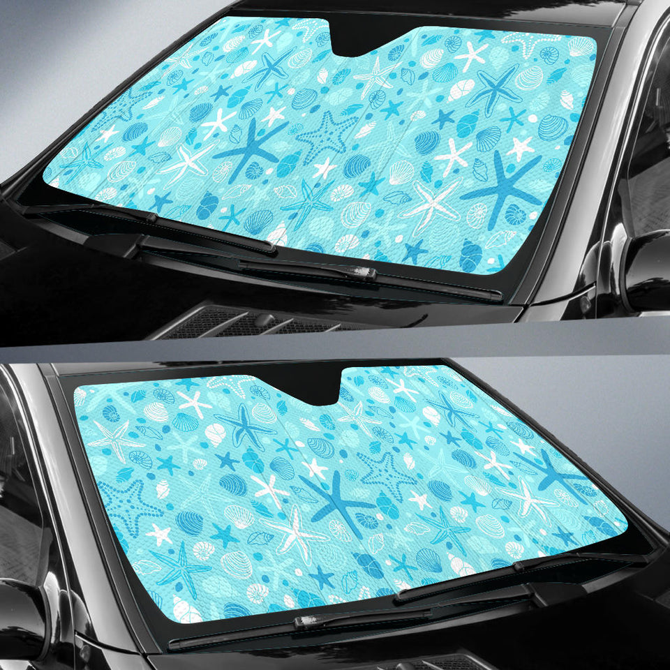 Starfish Shell Blue Theme Pattern Car Sun Shade