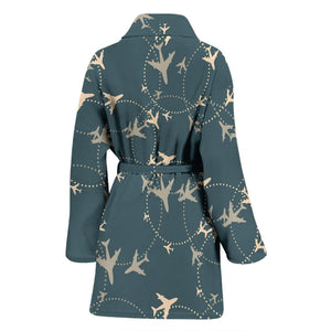 Airplane Circle Pattern Women Bathrobe