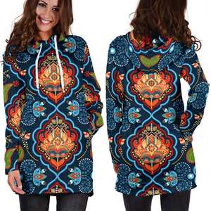 Indian Traditional Pattern Women Hoodie Dress