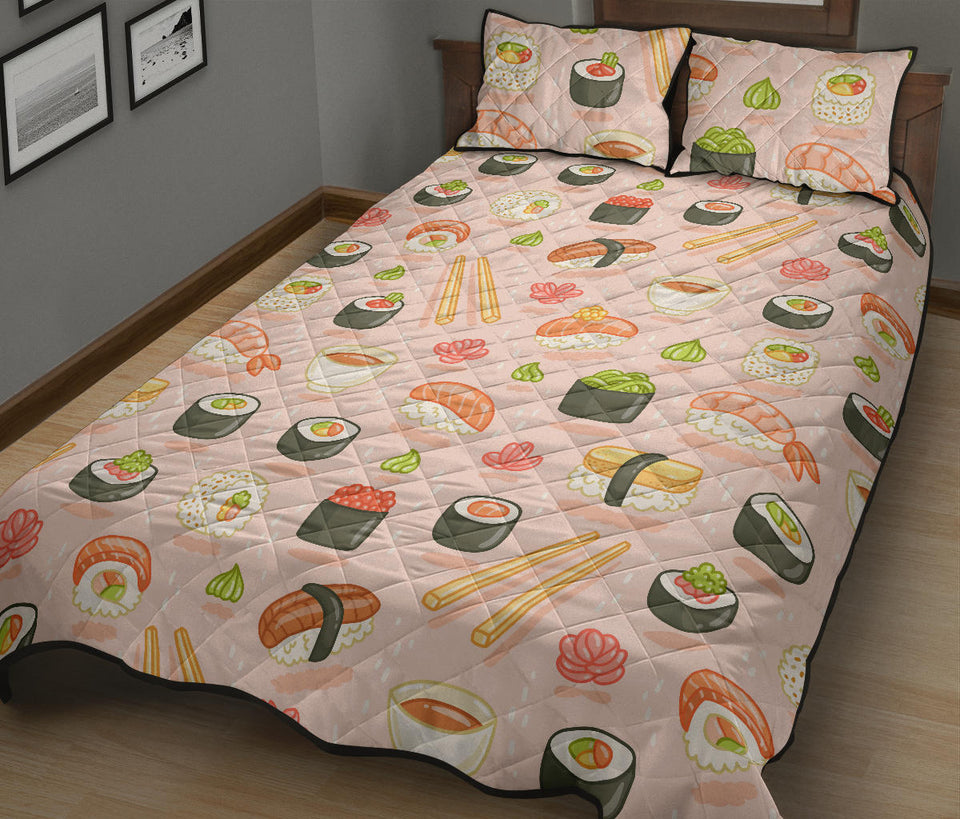 Sushi Pattern Background Quilt Bed Set