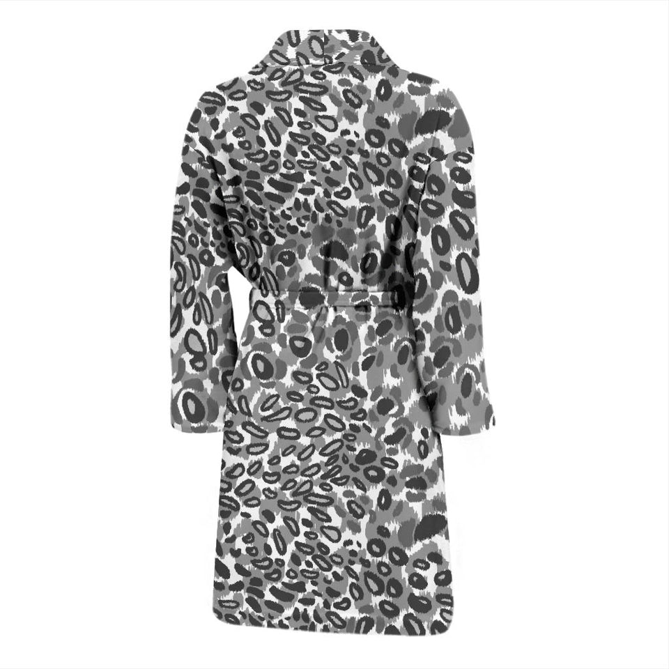 Gray Leopard Texture Pattern Men Bathrobe