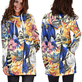 Toucan Leaves Flower Pattern Women Hoodie Dress