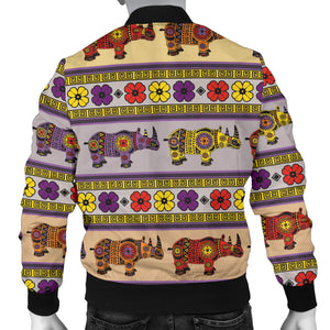 Rhino African Afro Dashiki Adinkra Kente Pattern Men Bomber Jacket