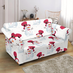 Cute Snowman Pattern Loveseat Couch Slipcover