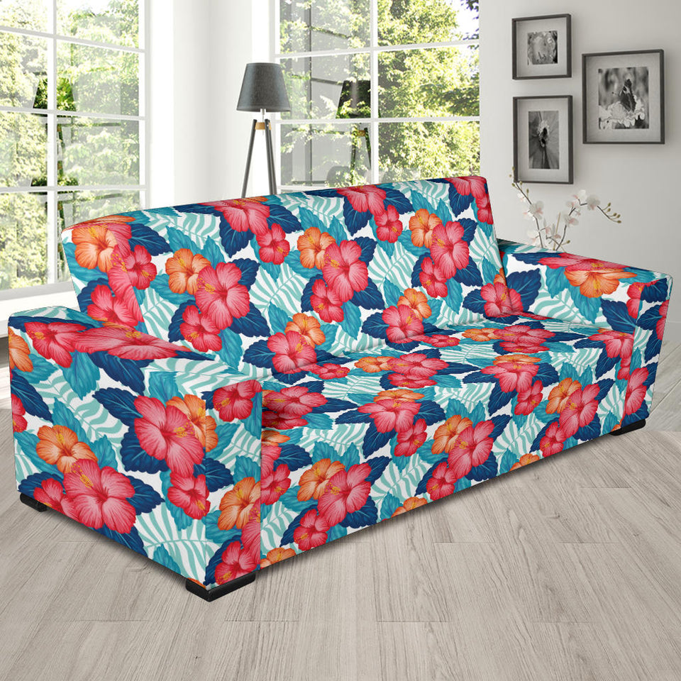 Hibiscus Pattern Print Design 05 Sofa Slipcover
