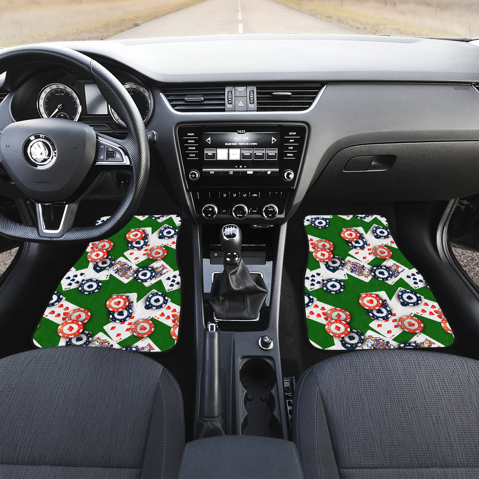 Casino Cards Suits Pattern Print Design 03 Front Car Mats