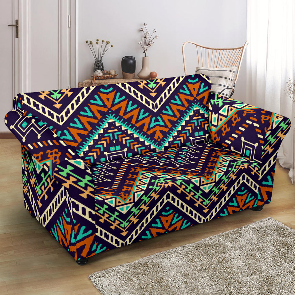 Zigzag Chevron African Afro Dashiki Adinkra Kente Pattern Loveseat Couch Slipcover