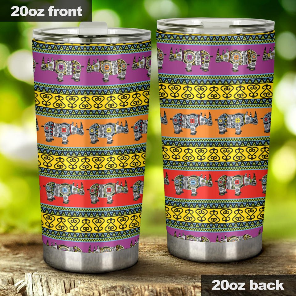 Rhino African Afro Dashiki Adinkra Kente Pattern Ethnic Motifs Tumbler