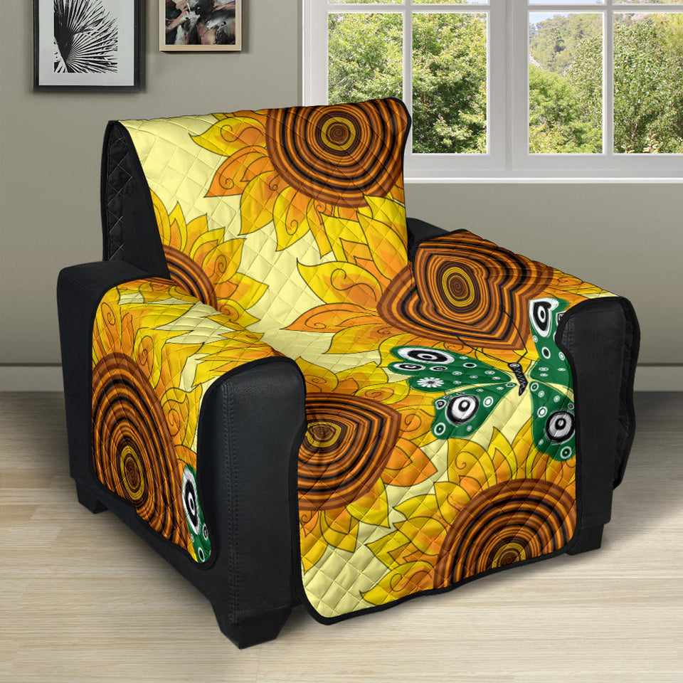 Sunflower Butterfly Pattern Recliner Cover Protector