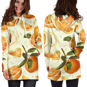 Orange Pattern Women Hoodie Dress