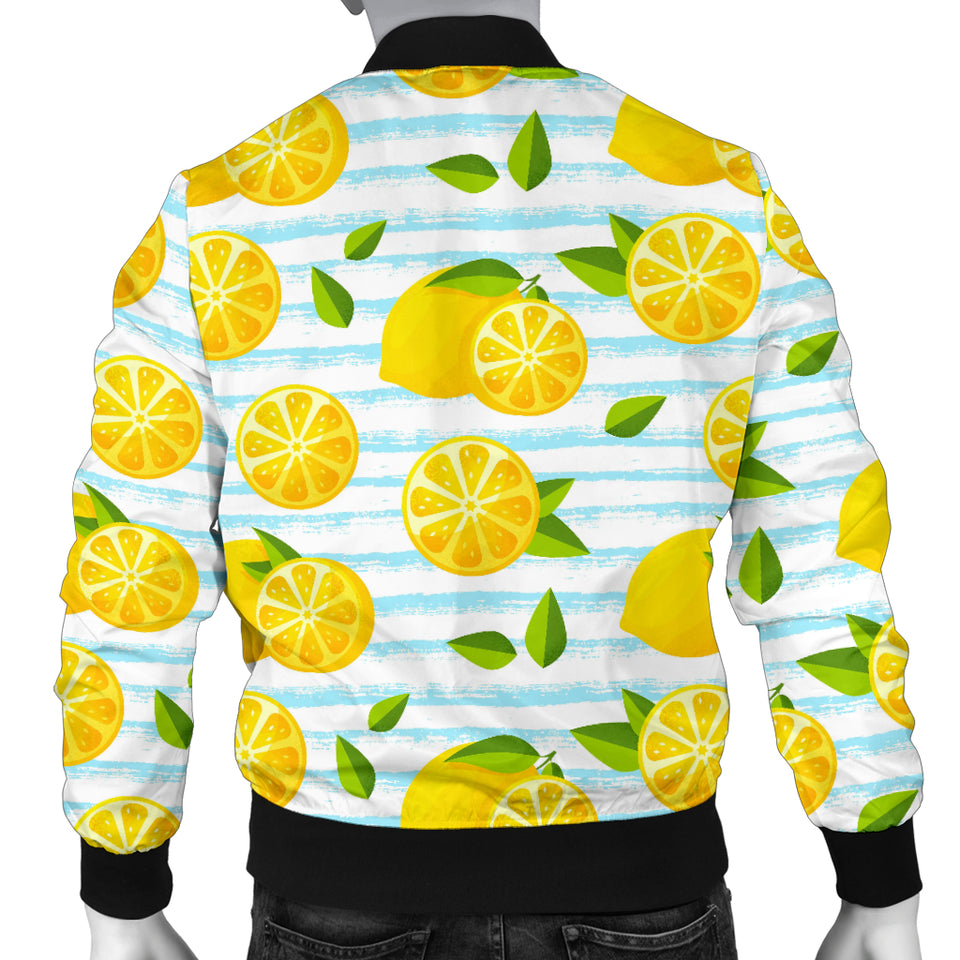 Lemon Pattern Stripe Background Men Bomber Jacket