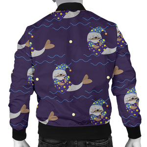 Sleeping Sea Lion Pattern Men Bomber Jacket