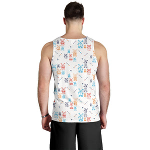 Hand Drawn Windmill Pattern Men Tank Top