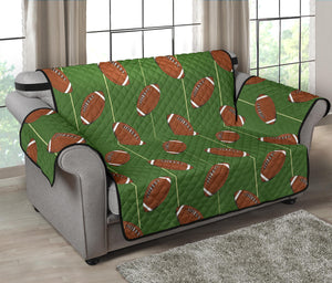 American Football Ball Pattern Green Background Loveseat Couch Cover Protector