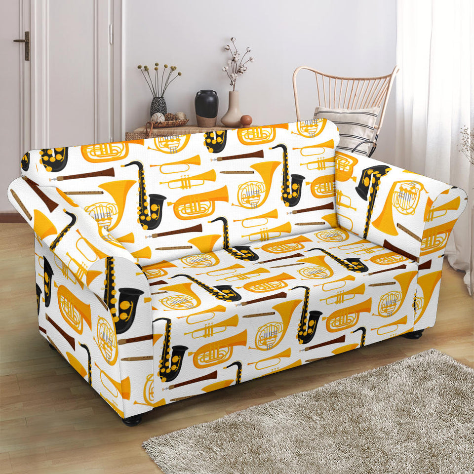 Saxophone Theme Pattern Loveseat Couch Slipcover