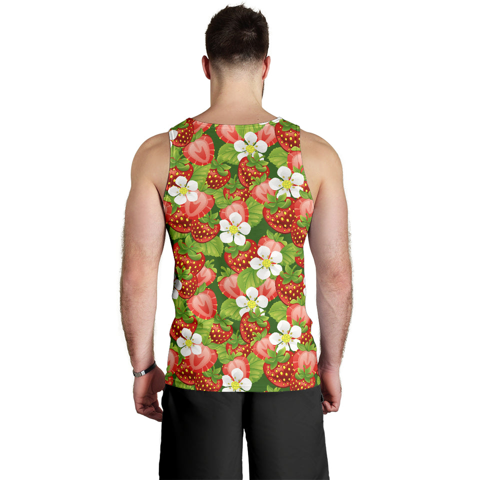 Strawberry Leaves Flower Pattern Men Tank Top