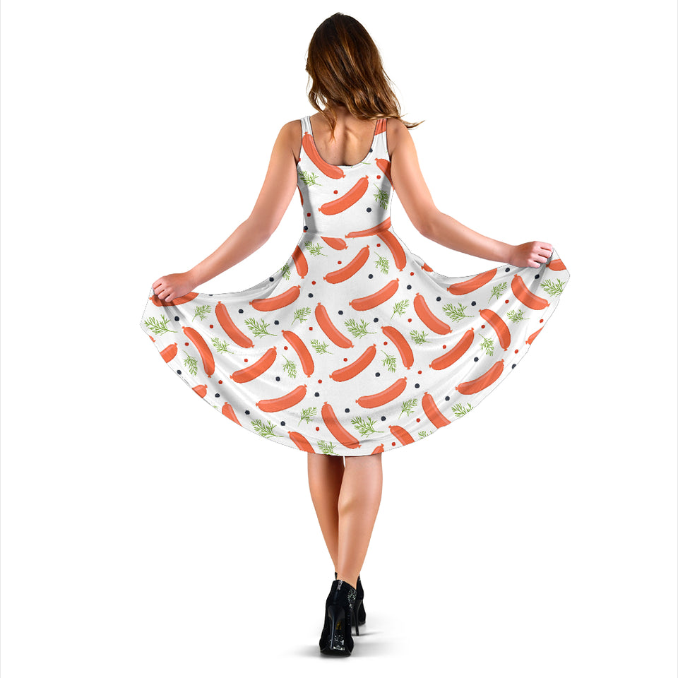 Sausage Pattern Print Design 03 Sleeveless Midi Dress