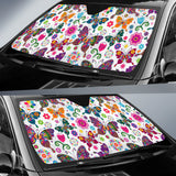 Colorful Butterfly Flower Pattern Car Sun Shade