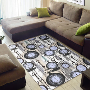 Vintage Clock Pattern Area Rug