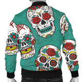 Suger Skull Pattern Green Background Men Bomber Jacket