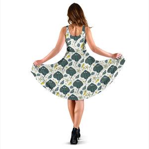 Stingray Pattern Print Design 03 Sleeveless Midi Dress