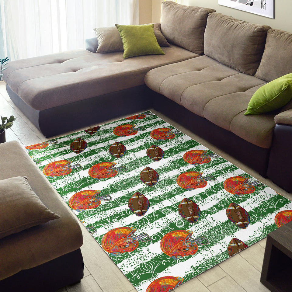 American Football Ball Helmet Pattern Area Rug