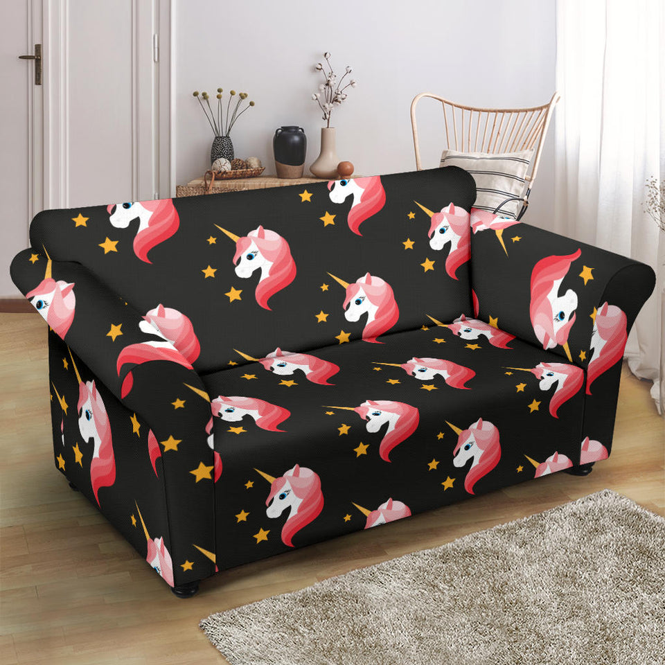 Unicorn Star Pattern Loveseat Couch Slipcover