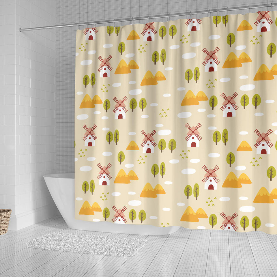 Windmill Pattern Shower Curtain Fulfilled In US