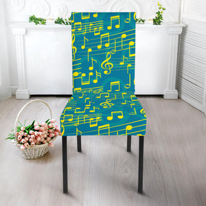 Music Notes Pattern Print Design 05 Dining Chair Slipcover