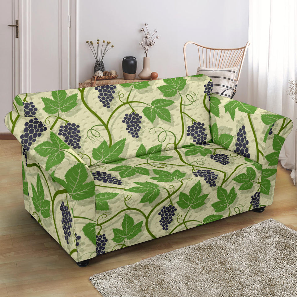 Grape Leaves Pattern Loveseat Couch Slipcover