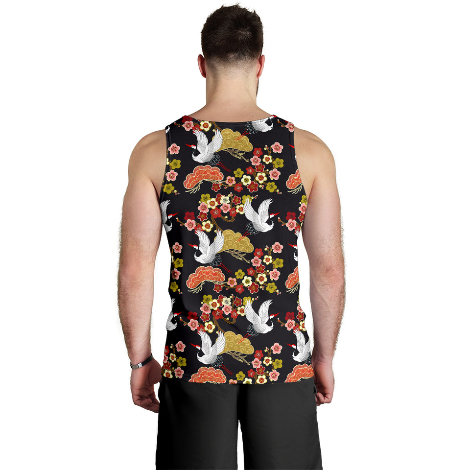 Japanese Crane Pattern Men Tank Top