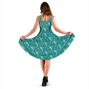 Swordfish Pattern Print Design 04 Sleeveless Midi Dress