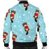 Otter Heart Pattern Men Bomber Jacket